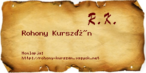Rohony Kurszán névjegykártya